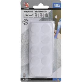 Points Auto-Agrippants Autocollants Blanc - Lot de 40 Pièces - Fixation Pratique et Réutilisable - BGS