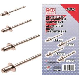 Assortiment de Rivets Pop Aluminium 2,4-4,8 mm - 400 pcs - Fixation Solide et Polyvalente - D-Work