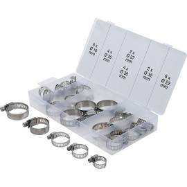 Assortiment de 26 Colliers de Serrage Inoxydables Ø16-38 mm - Résistants et Durables - BGS