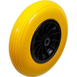 Roue de Brouette 400 mm - PU Jaune/Noir - Robuste et Durable - D-Work