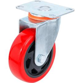 Roulette de Direction Ø100 mm - Rouge/Noire - Résistante et Polyvalente pour Mobilier et Équipements - BGS