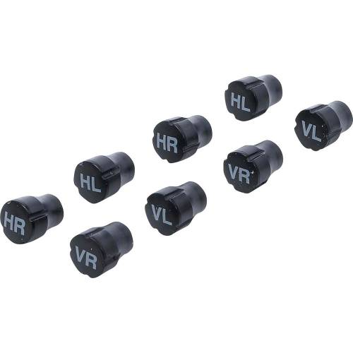Jeu de Capuchons de Valve Plastique 8 pièces - Marquage Pneus - Identification Facile et Protection - BGS