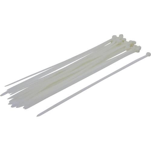 Assortiment de Colliers Plastique Blanc 8,0 x 400 mm - 30 pcs - Fixation Pratique et Résistante - D-Work