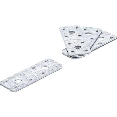 Plaque de Fixation Plate 4 Pièces 100x35x2 mm - Acier Résistant - Fixation Solide et Durable - BGS