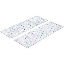 Assortiment de Tôles d Acier Perforées 2 pcs 300 x 100 x 2 mm - Acier Résistant et Polyvalent - D-Work
