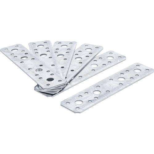 Assortiment de 6 Pattes de Fixation Plates 180 x 40 x 2 mm - Acier Résistant - Fixation Solide et Polyvalente - D-Work