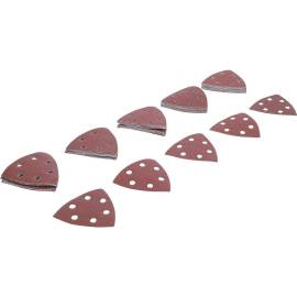 Jeu de Feuilles Abrasives pour Ponceuse Triangulaire 50 pcs 95x95 mm - Calibre 40 à 180 - Ponçage Efficace et Polyvalent - BGS