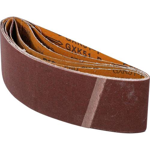 Jeu de Bandes à Poncer 5 pièces 75x533 mm - K40, 60, 80, 120, 240 - Compatible Ponceuses à Bande - Ponçage Efficace et Pol - BGS
