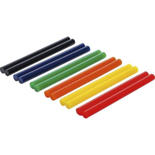 Bâtonnets de Colle Chaude Multicolores Ø11 mm 150 mm - Lot de 12 Pièces - Adhérence Rapide et Polyvalente - BGS