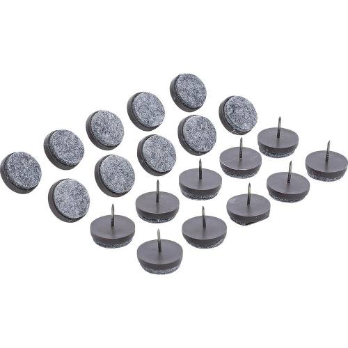 Jeu de Protections Antidérapants à Clouer D.24 mm - 20 pcs - Sécurité et Stabilité, Caoutchouc - D-Work