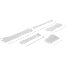 Assortiment de Colliers Plastique Blanc - 250 Pièces, Diverses Tailles - Résistants et Polyvalents pour Fixation - BGS