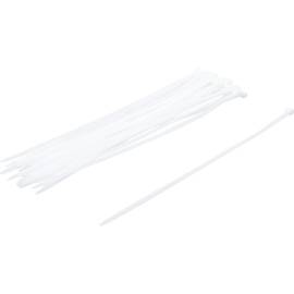 Assortiment de Colliers Plastique Blancs 8,0 x 400 mm - 30 Pièces - Fixation Pratique et Résistante - BGS