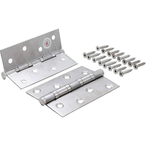 Jeu de Charnières Acier Inoxydable 100x40 mm - 2 Pièces - Résistantes et Durables - BGS