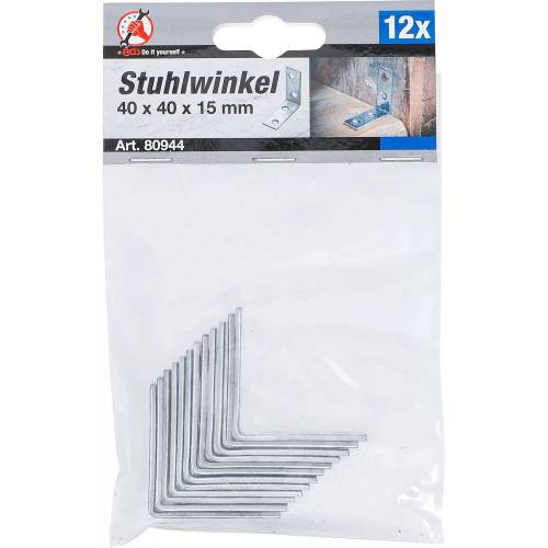 Jeu d Équerres pour Chaise 12 pcs 40 x 40 x 15 mm - Acier Résistant - Renforcement et Stabilité - D-Work
