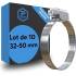 Lot de 10 Colliers Inoxydables 32 x 50 mm - Résistants et Durables, Acier, 10 pcs - D-Work