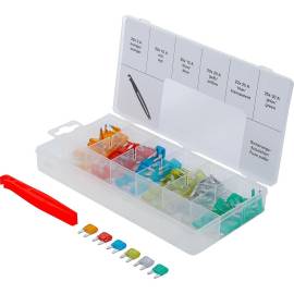 Assortiment de Fusibles Mini 121 Pièces - Largeur 11,2 cm, Hauteur 3,3 cm, Profondeur 22,9 cm - Variété Complète pour Prot - BGS