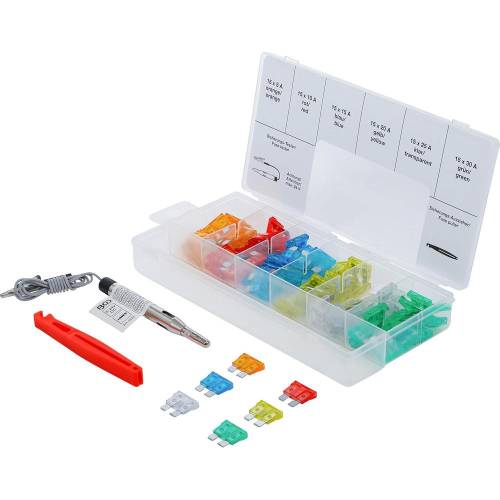 Assortiment de Fusibles Standard 92 pcs - l. 11,2 cm, H. 3,2 cm, Prof. 22,8 cm - Sécurité et Protection - D-Work