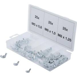 Assortiment d’Écrous-Papillons 75 pièces - Acier, Faciles à Manipuler - BGS