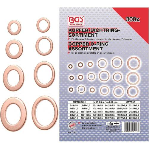 Assortiment de Joints d Étanchéité Cuivre 300 Pièces - Résistance et Fiabilité pour Réparations Étanches - BGS