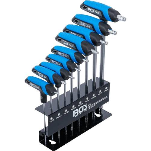 Jeu de Clés à Poignée en T 9 pièces T10-T50 - Profil Torx - Prise Ergonomique et Polyvalente - BGS