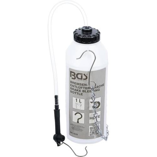 Bouteille de Purgeur de Freins 1L - Plastique Transparent - Pratique et Résistante pour Entretien Freinage - BGS