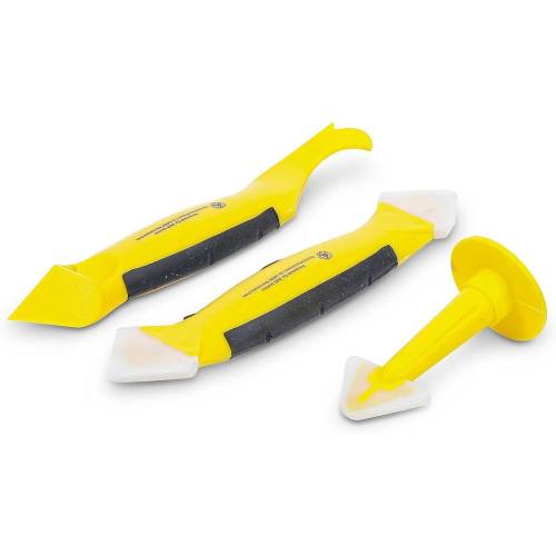 Décolleur de Joint Silicone et Jeu de 3 Spatules - 17,5x4,9x25,7 cm - Plastique Résistant - Nettoyage et Décollage Faciles - BGS