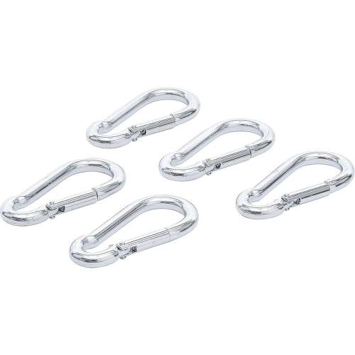 Assortiment de Crochets Mousquetons 5 pcs 80 mm - Acier Résistant - Fixation Polyvalente et Sécurisée - D-Work