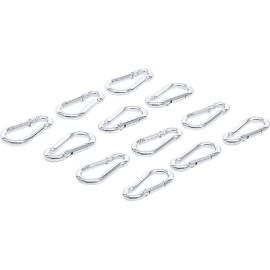 Assortiment de Crochets Mousquetons 5 x 50 mm - 12 Pièces, Acier Résistant - Fixation Polyvalente et Sécurisée - BGS