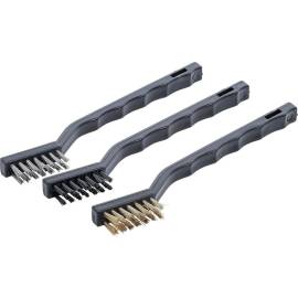 Jeu de Brosses 3 pcs 175 mm - Poils Métalliques, Manche Ergonomique - Nettoyage Efficace et Durable - D-Work