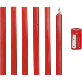 Crayons de Menuisier 7 pièces 175 mm - Avec Taille-Crayon - Précision et Praticité - BGS