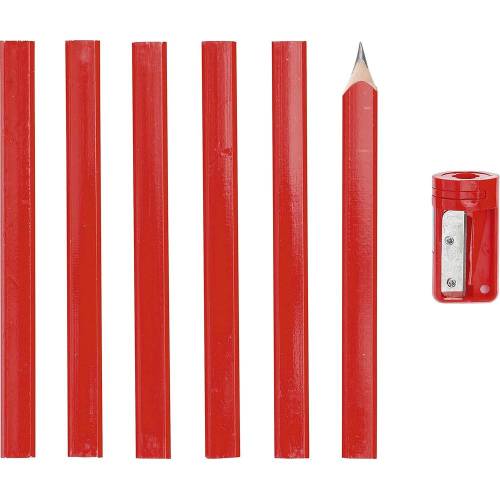 Crayons de Menuisier 7 pcs 175 mm - Avec Taille-Crayon - Précision et Praticité, Pro - D-Work