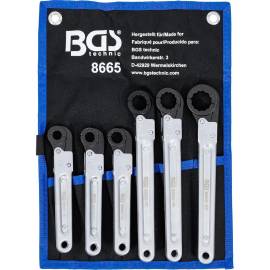 Jeu de Clés à Tuyauter à Cliquet 6 pcs - Acier Résistant - Travail Rapide et Précis, Pro - D-Work
