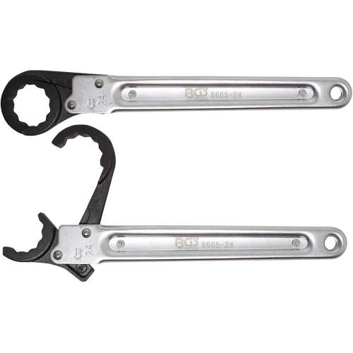 Clé à Tuyauter à Cliquet 24 mm - Acier, Ergonomique et Pratique, Zones Difficiles - D-Work