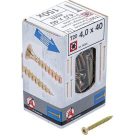 Vis Multifonctions Profil en T Torx T20 4,0 x 40 mm - Lot de 150 pcs - Acier Résistant et Polyvalent - D-Work