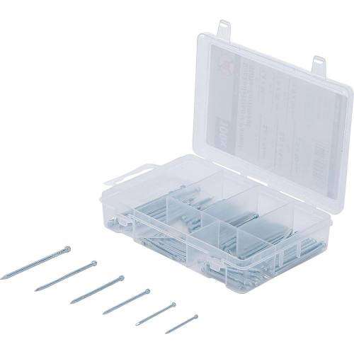 Assortiment d Aiguilles de Plinthe et Panneau 100 pièces - Acier, Dimensions 8,2x2,6x13,8 cm - Fixation Précise et Polyval - BGS