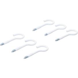 Assortiment de Crochets à Visser 6 pcs 60 mm - Blanc, Revêtement Plastique - Fixation Pratique et Durable - BGS