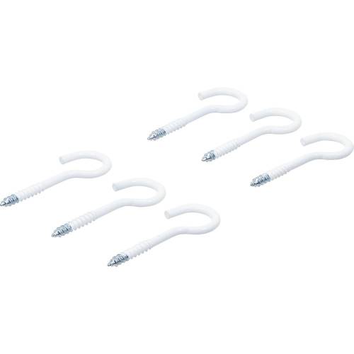 Assortiment de Crochets à Visser 6 pcs 60 mm - Blanc, Revêtement Plastique - Fixation Pratique et Durable - D-Work