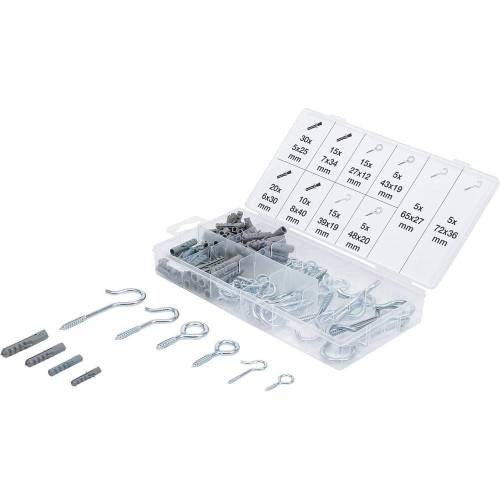 Assortiment de Crochets à Visser et Chevilles 125 Pièces - Fixation Polyvalente et Pratique - - BGS