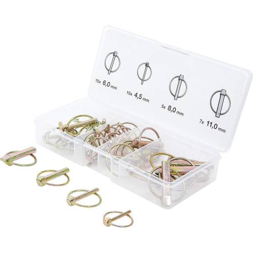 Assortiment de Goupilles à Clip Ø4,5-11 mm - 32 Pièces - Acier Résistant - Fixation Sécurisée et Pratique - BGS