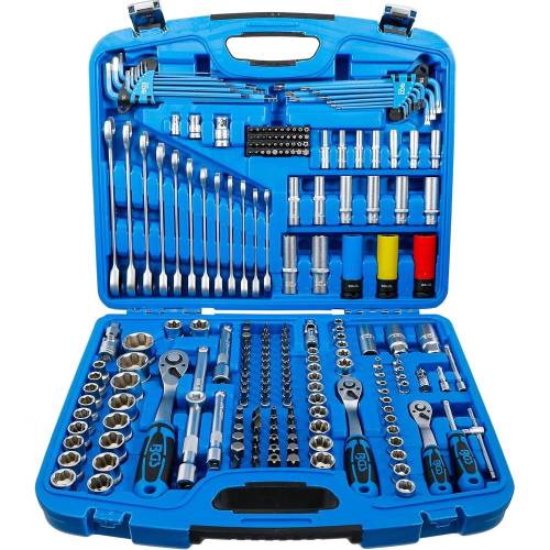 Coffret de Douilles à Profil Ondulé 218 pcs - 6,3 mm (1/4 ), 10 mm (3/8 ), 12,5 mm (1/2 ) - Acier Résistant et Complet - BGS