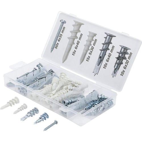 Assortiment de Chevilles pour Carton-Plâtre 100 Pièces - Polyamide Résistant - Fixation Fiable et Facile - BGS