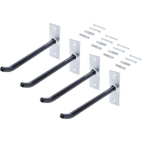Jeu de Crochets Muraux pour Jantes 250 mm - 4 Pièces - Fixation Solide et Pratique - - BGS