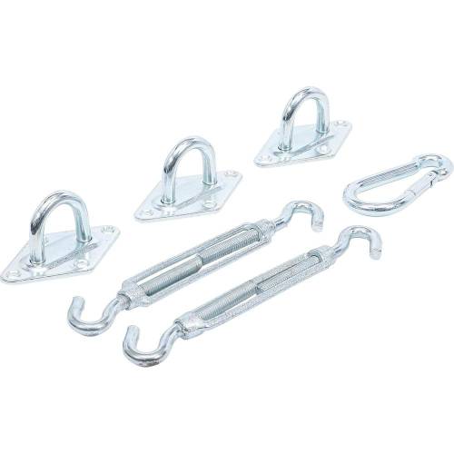 Jeu de Montage de Voiles d’Ombrage 6 pcs - Acier Inoxydable, Résistant et Facile à Installer - BGS