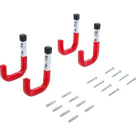 Jeu de Crochets Muraux 4 pièces - Acier, Fixation Facile et Solide - BGS