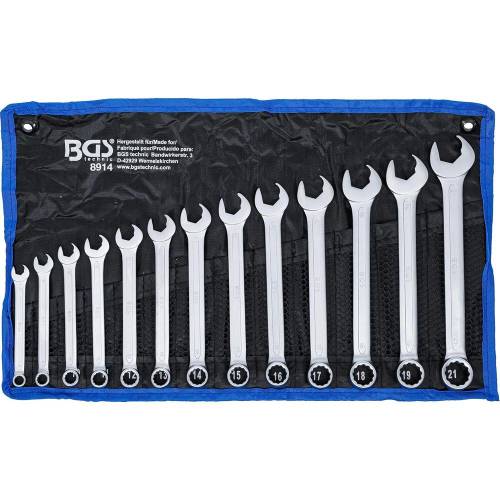 Jeu de Clés Mixtes 13 pcs 8-21 mm - Côté à Bec avec Fonction Cliquet - Précision et Confort d Utilisation - D-Work