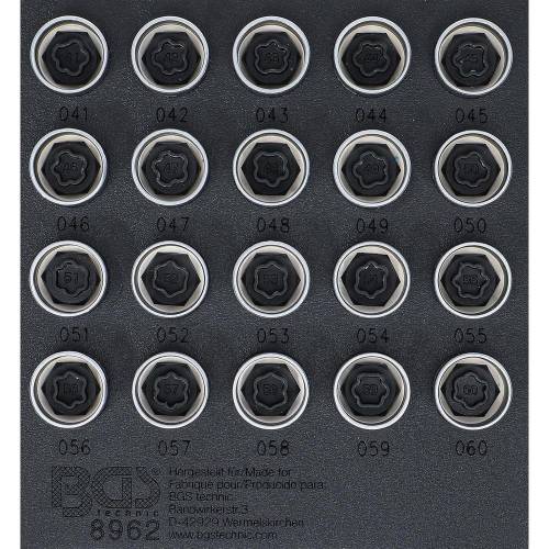 Insert de Servante d Atelier 1/6 - Jeu 20 Pièces Outils Écrous Antivol BMW - , Acier - Sécurité et Praticité - BGS