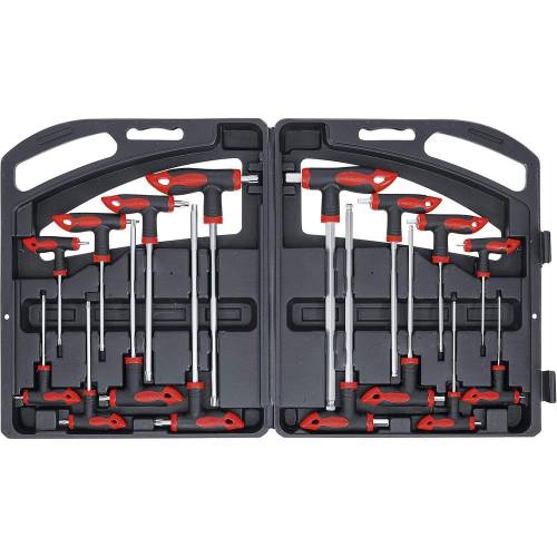 Clés Poignée T 16 pcs - Six Pans Intérieurs Torx - Précision et Confort d Utilisation - Acier - D-Work