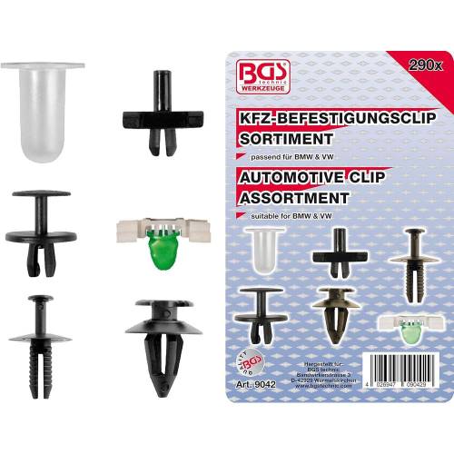 Assortiment Clips de Fixation Automobiles BMW VW - 290 Pièces - Plastique Résistant - Fixation Sécurisée et Pratique - BGS