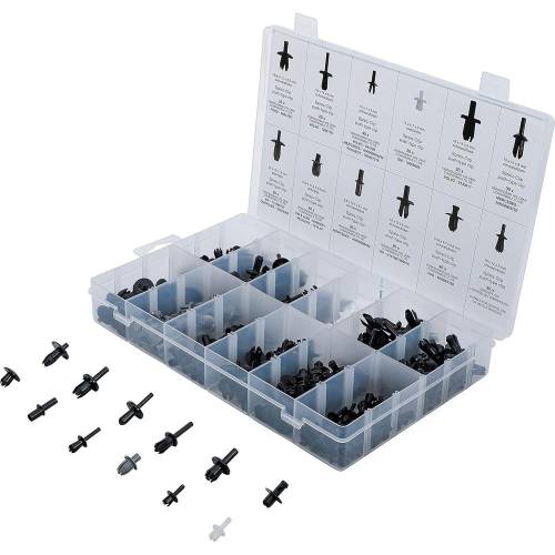 Assortiment Clips de Fixation Auto 350 pcs - VW, Audi, Volvo, Chrysler, Ford, Mercedes-Benz - Polyvalent et Pratique - BGS