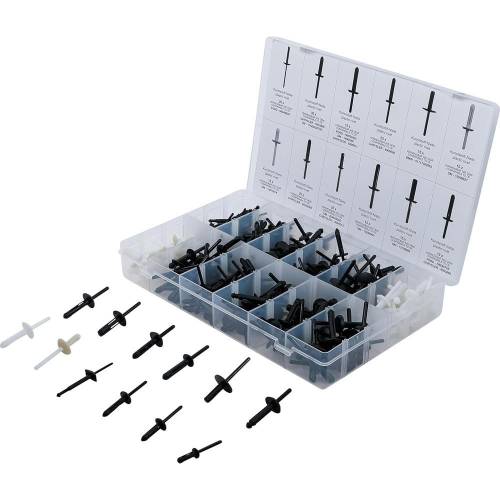 Assortiment de Rivets Plastiques 235 pièces - Pour GM, BMW, Chrysler, VW, Ford - Fixation Durable et Polyvalente - BGS